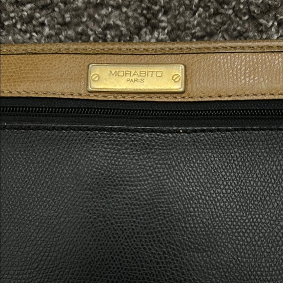 MORABITO PARIS Black & Brown Leather Clutch Bag Cosmetic Hand Bag - Picture 4 of 13